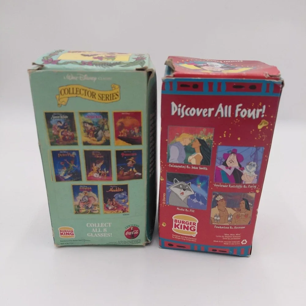 2 Vtg Disney Pocahontas & Jungle Book Burger King Boxes & Cup Lot Kids Collector